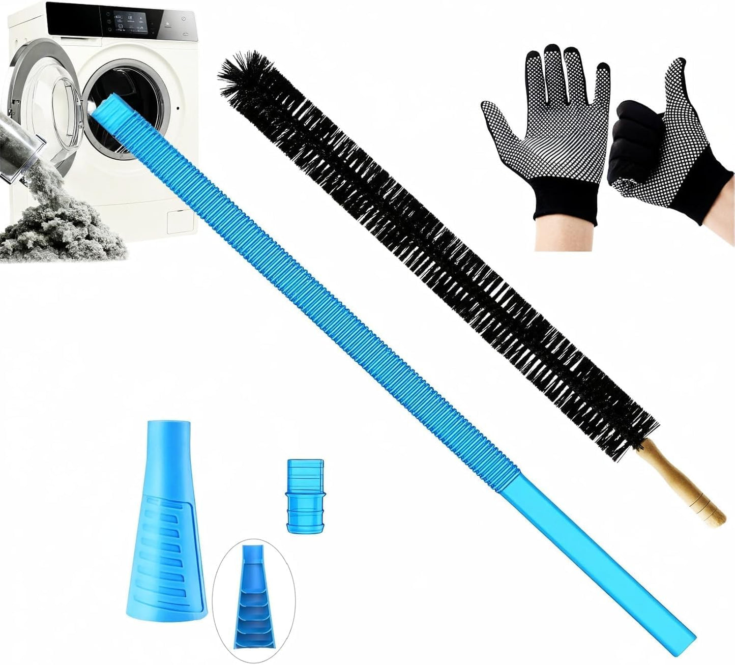 Universal Dryer Vent Cleaner Kit Compatible with All Vacuum Cleaner Include Vacuum Hose Attachment Accessories Brush Lint Brush,Dryer Vent Vacuum Hose
