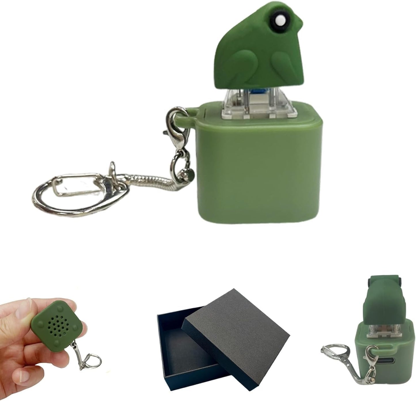 Frog Croaking Fidget Toy,Adults Keyboard Clicker Frog Fidget Toys-Fun USB-C Keychain with Colorful Lights, Stress Reliever for Anxiety & Sensory Fun