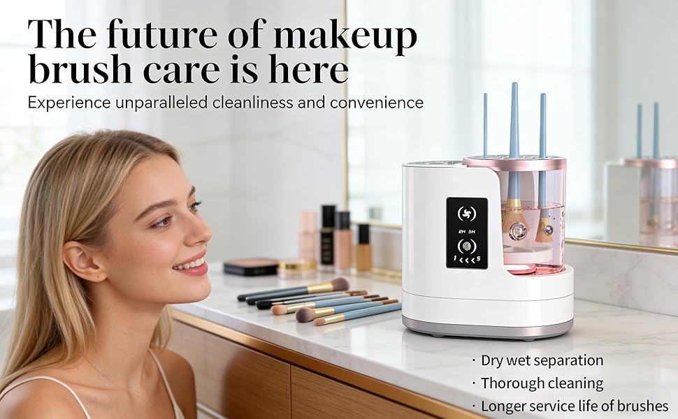 Electric Makeup Brush Cleaner & Dryer-Fast, Makeup Brush Cleaner Machine, 3 In 1 Efficient Brush Cleaning, Drying, and Sanitizing for Flawless, Hygienic Makeup Application