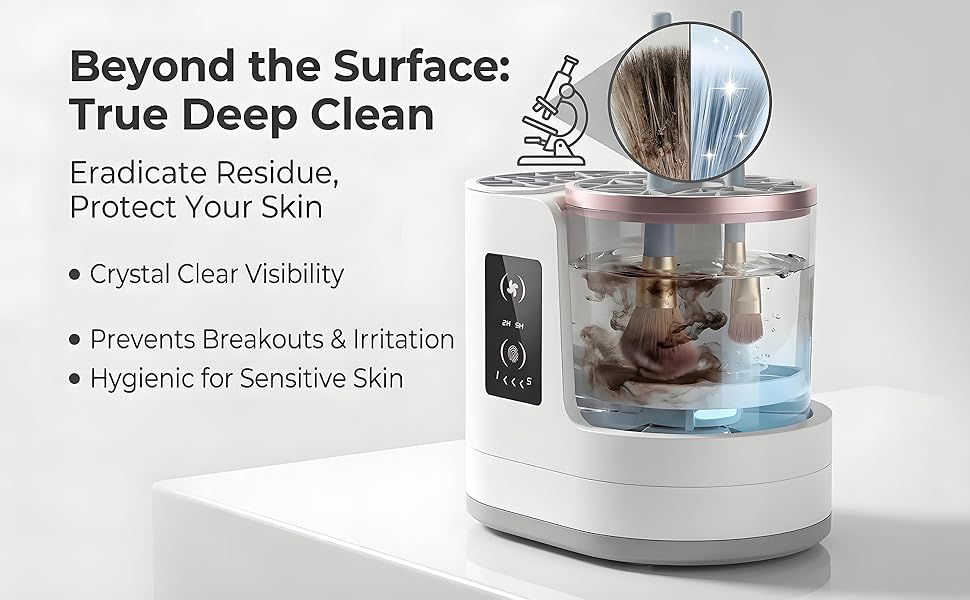 Electric Makeup Brush Cleaner & Dryer-Fast, Makeup Brush Cleaner Machine, 3 In 1 Efficient Brush Cleaning, Drying, and Sanitizing for Flawless, Hygienic Makeup Application