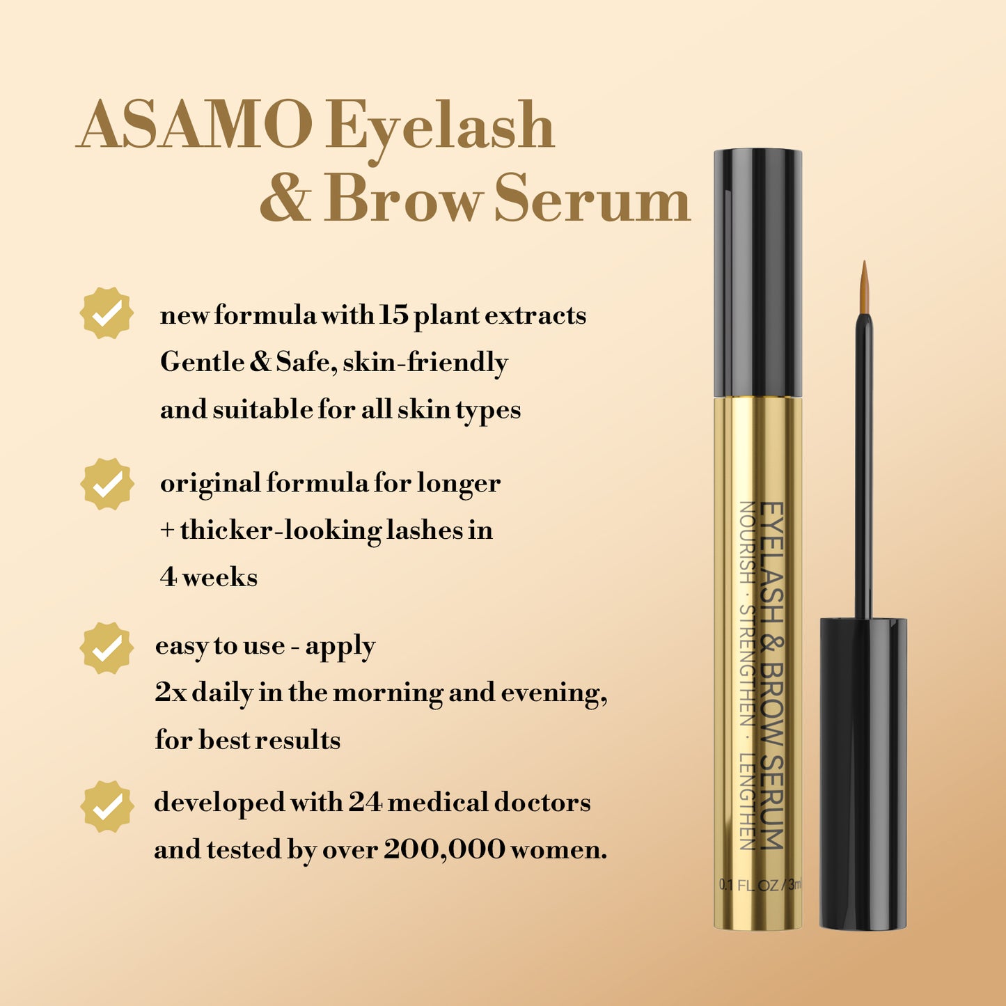 ASAMO Eyelash & Eyebrow Growth Serum - 2-in-1 Lash & Brow