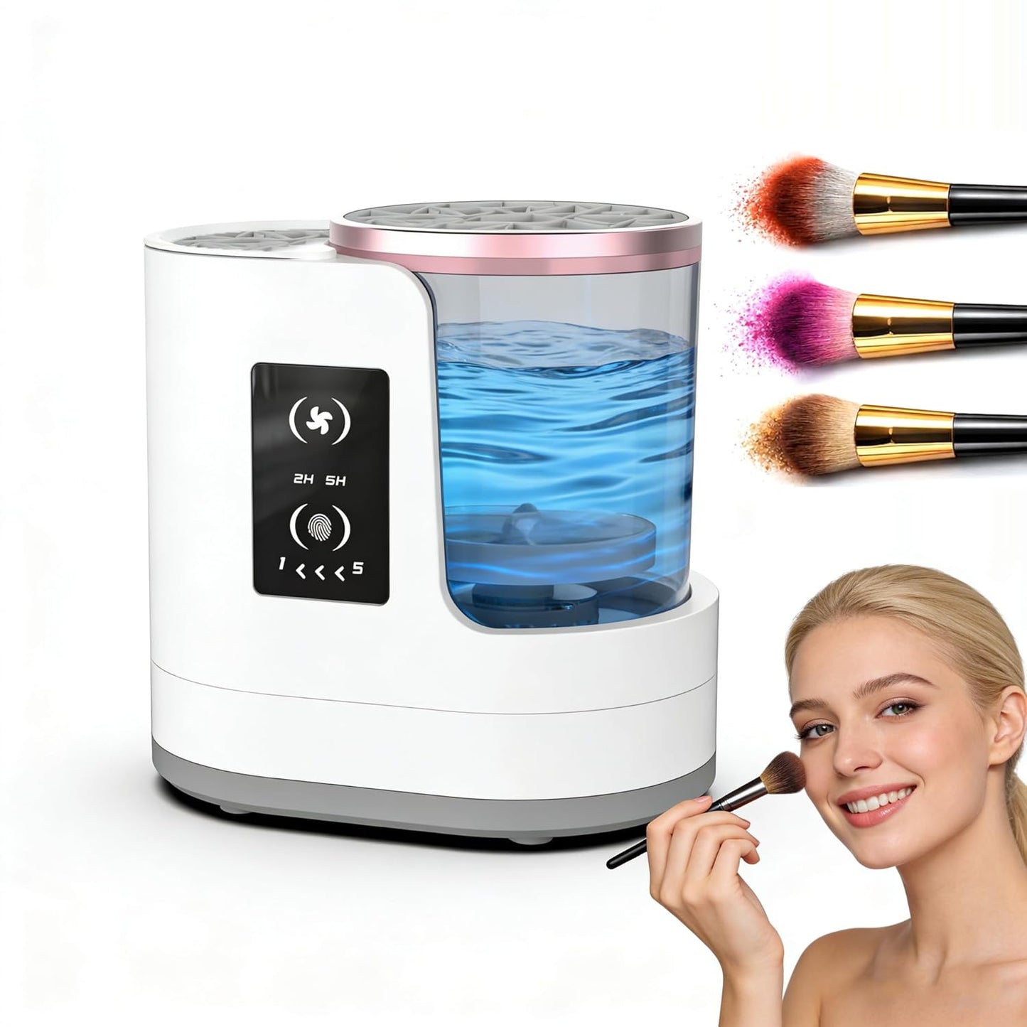 Electric Makeup Brush Cleaner & Dryer-Fast, Makeup Brush Cleaner Machine, 3 In 1 Efficient Brush Cleaning, Drying, and Sanitizing for Flawless, Hygienic Makeup Application