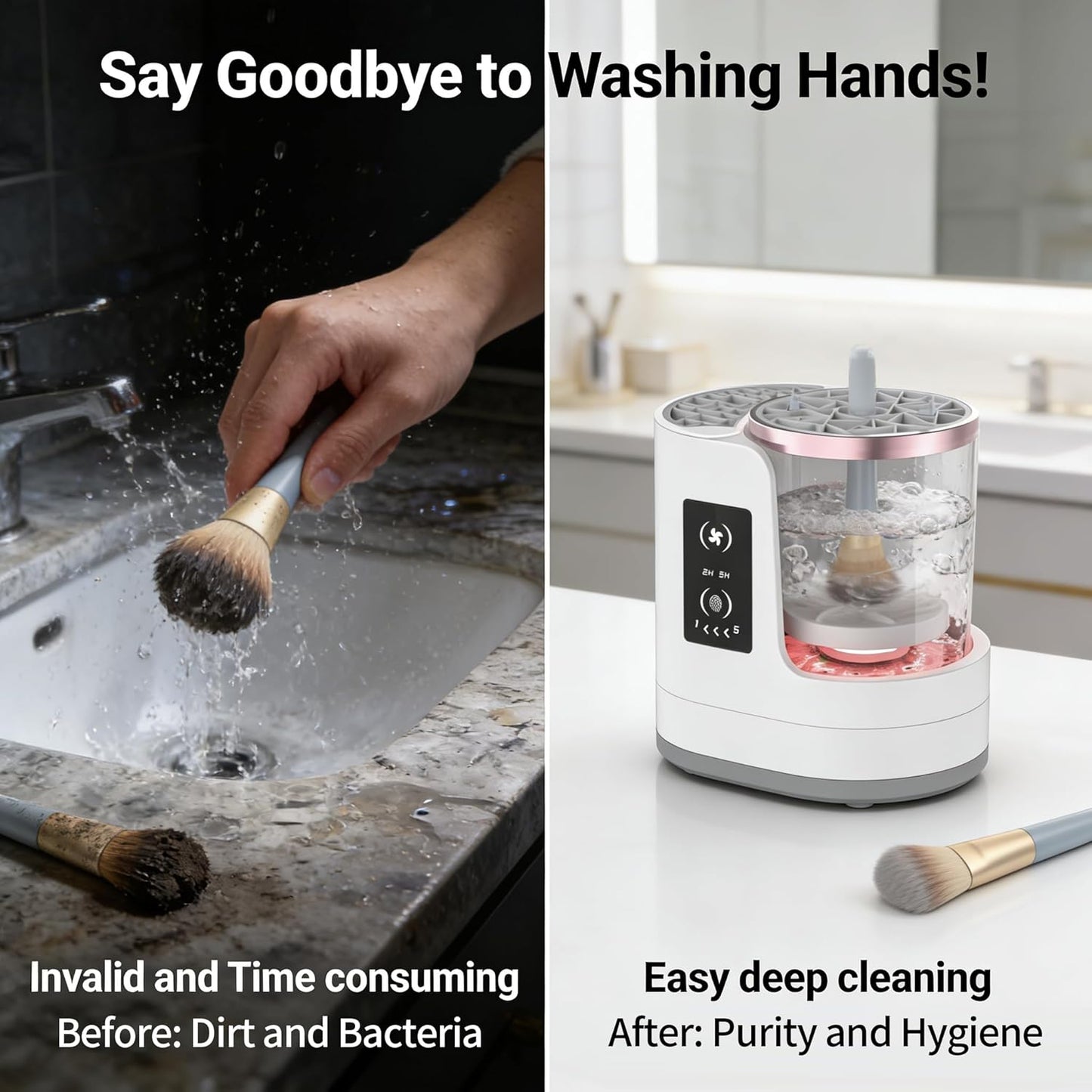 Electric Makeup Brush Cleaner & Dryer-Fast, Makeup Brush Cleaner Machine, 3 In 1 Efficient Brush Cleaning, Drying, and Sanitizing for Flawless, Hygienic Makeup Application